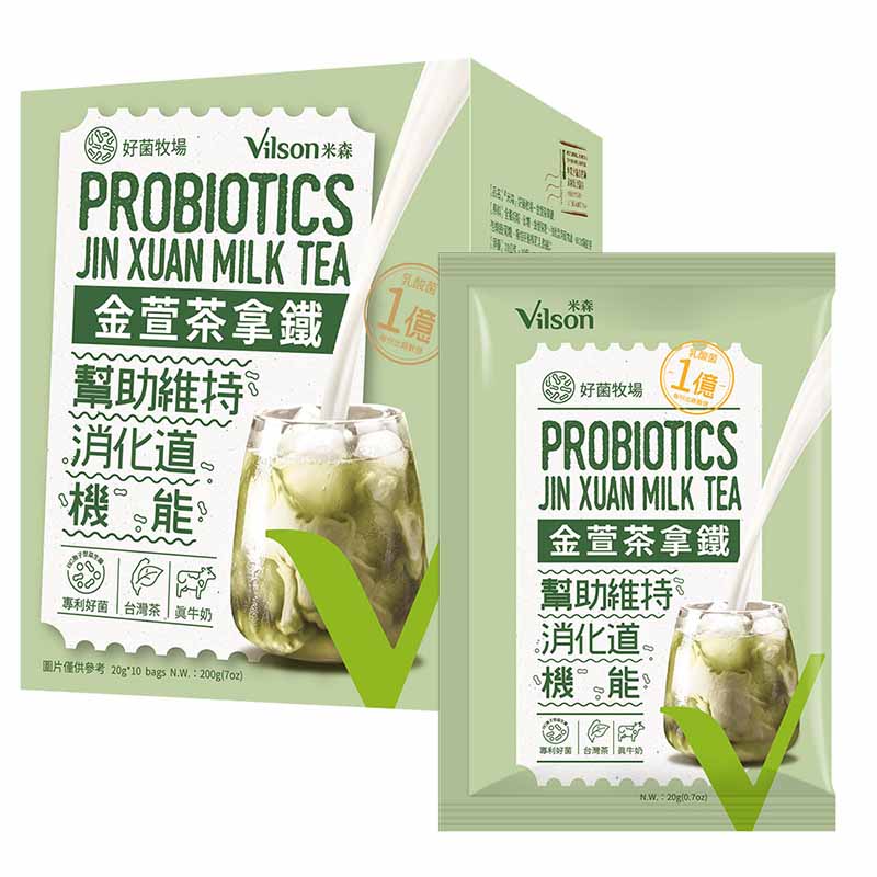 【米森 vilson】好菌牧場-金萱茶拿鐵(20gx10包/盒), , large