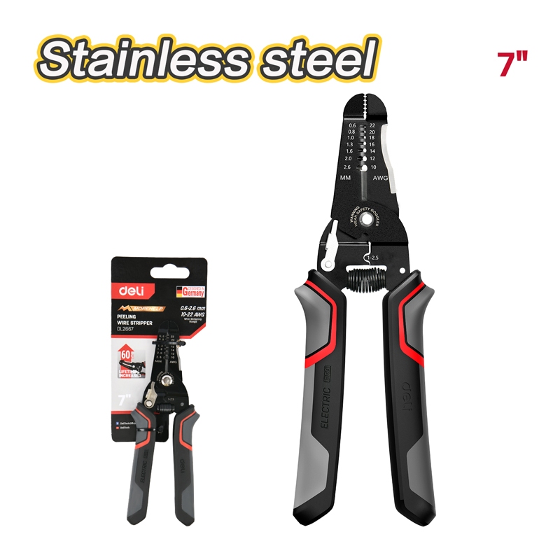 【得力工具 deli tools】 專業 精密 剪線 剝線鉗 0.6~2.6mm 剝皮鉗 拔線鉗-一般用, , large