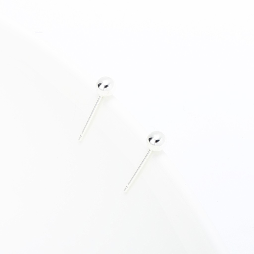 【Angel & Me】簡約 4mm 正圓 圓珠 球 一對 s925 純銀 耳環 耳夾, , large