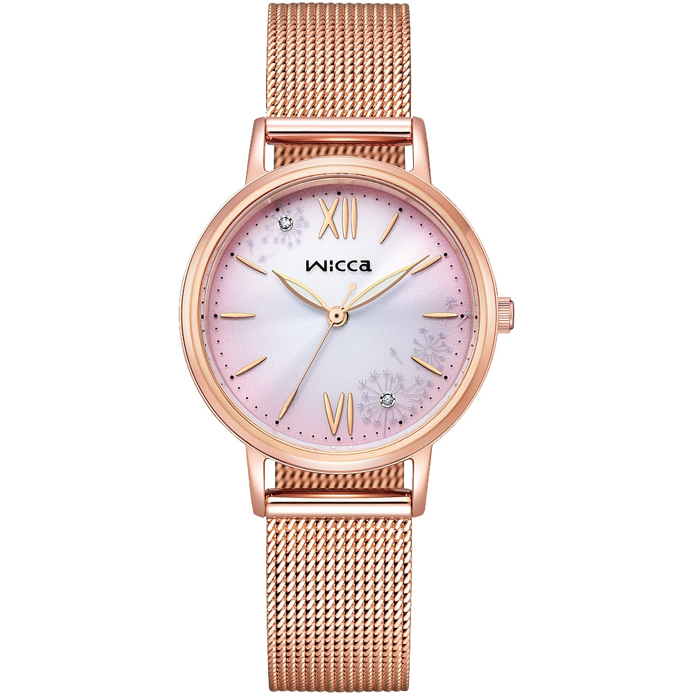 CITIZEN 星辰 Wicca 少女系列 台灣限定款 太陽能大三針米蘭女錶 KP5-166-97, , large