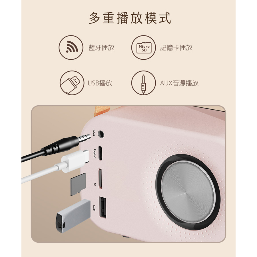 aibo 復古收音機 TWS無線串聯 藍牙喇叭【現貨】隨身碟 TF卡 AUX 收音機 FM 插卡喇叭 TWS喇叭, , large