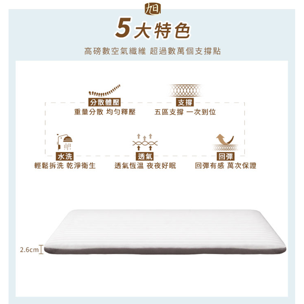 【日本旭川】AIRFit氧氣活力 梵格涼感空氣床墊 2.6CM, , large