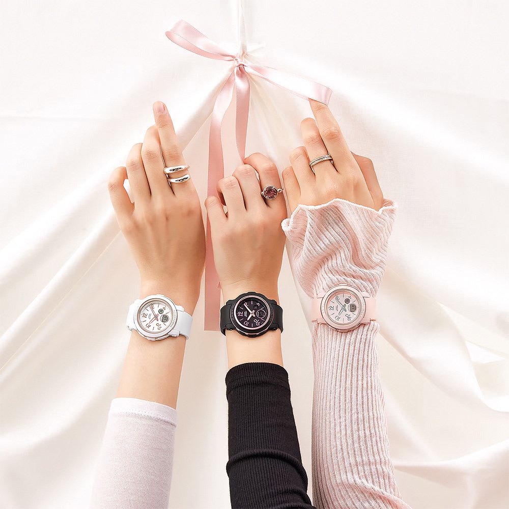CASIO 卡西歐 BABY-G 緞帶雙顯女錶-粉色 BGA-290RA-4A, , large