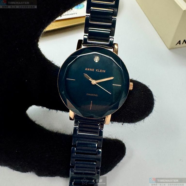 [星晴錶業]ANNE KLEIN手錶,32mm,AN00393墨綠色錶面玫瑰金錶殼墨綠色陶瓷錶帶款, , large