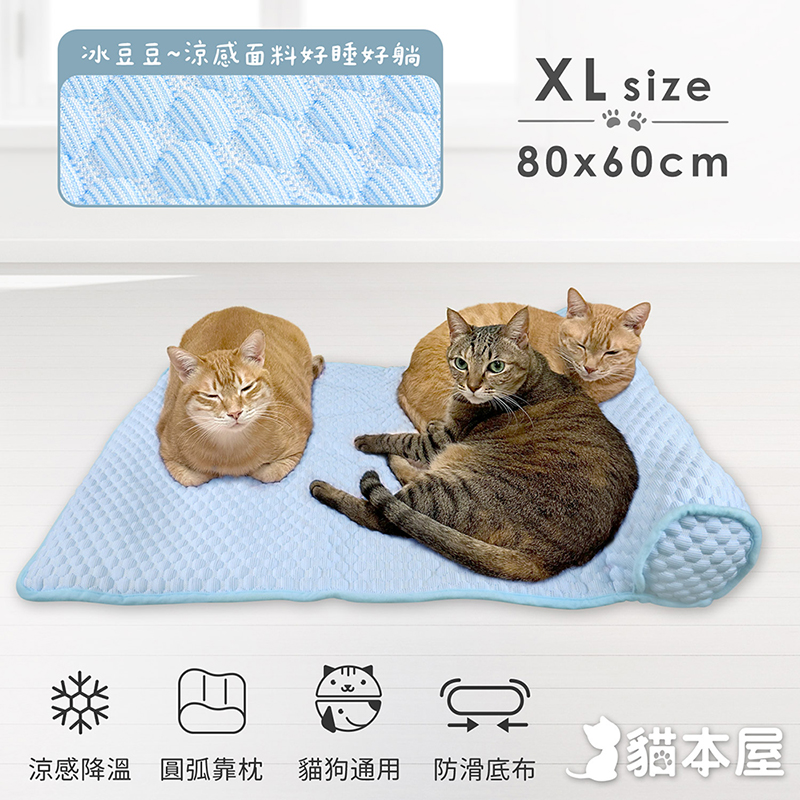 貓本屋 冰豆豆涼感 靠枕寵物睡墊-XL號-OO-P-SN07XL-B-粉藍, , large