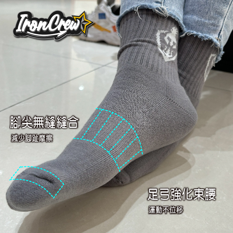 IronCrew-鐵血堂 抗菌機能襪-黑色, , large