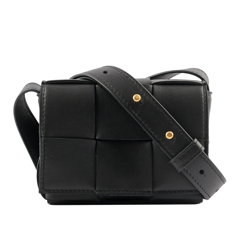 BOTTEGA VENETA 小羊皮Cassette迷你編織包/黑色, , large