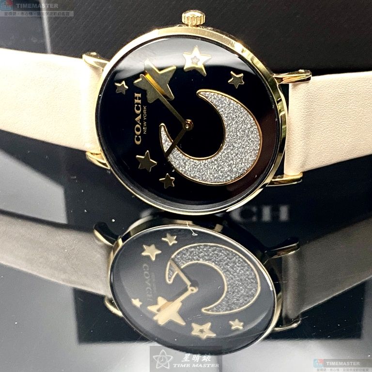 [星晴錶業]COACH手錶,36mm,CH00128黑色錶面金色錶殼白真皮皮革錶帶款, , large