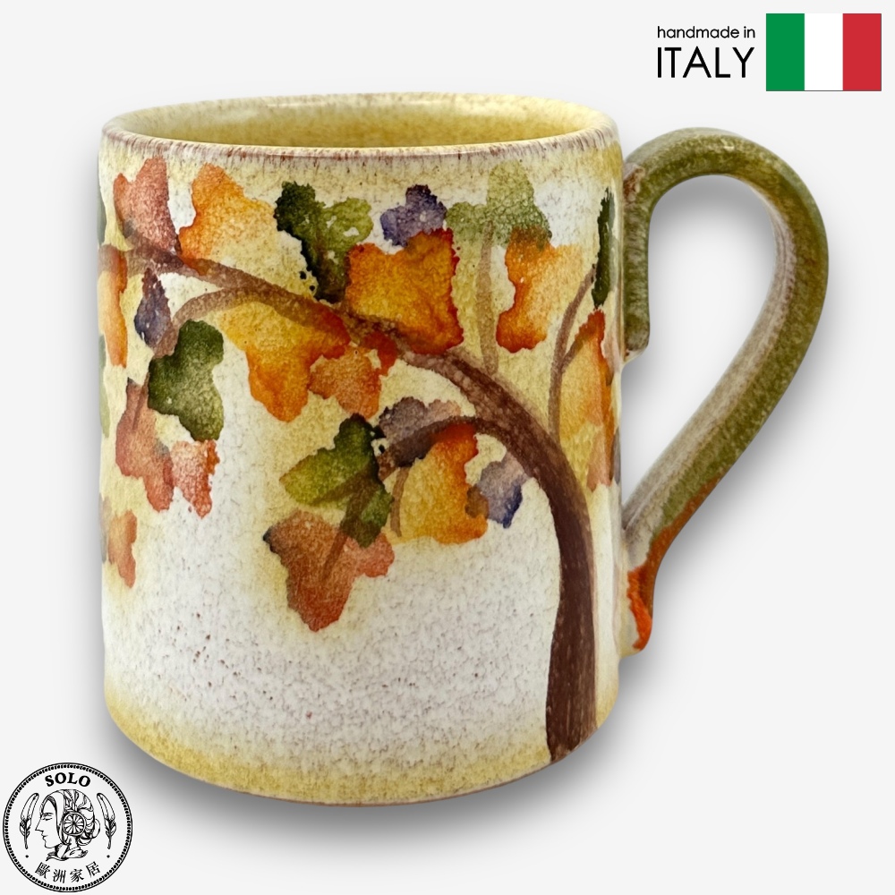 【SOLO Vintage】Modigliani Italian Pottery 380ml Mug Coffee Mug Wine Mug Autumn Leaves Series Handmade Made in Italy, , large