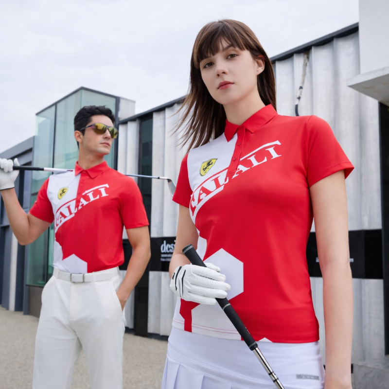 【FALALI】Short-sleeved cooling polo shirt - Women's (red/white) , , large