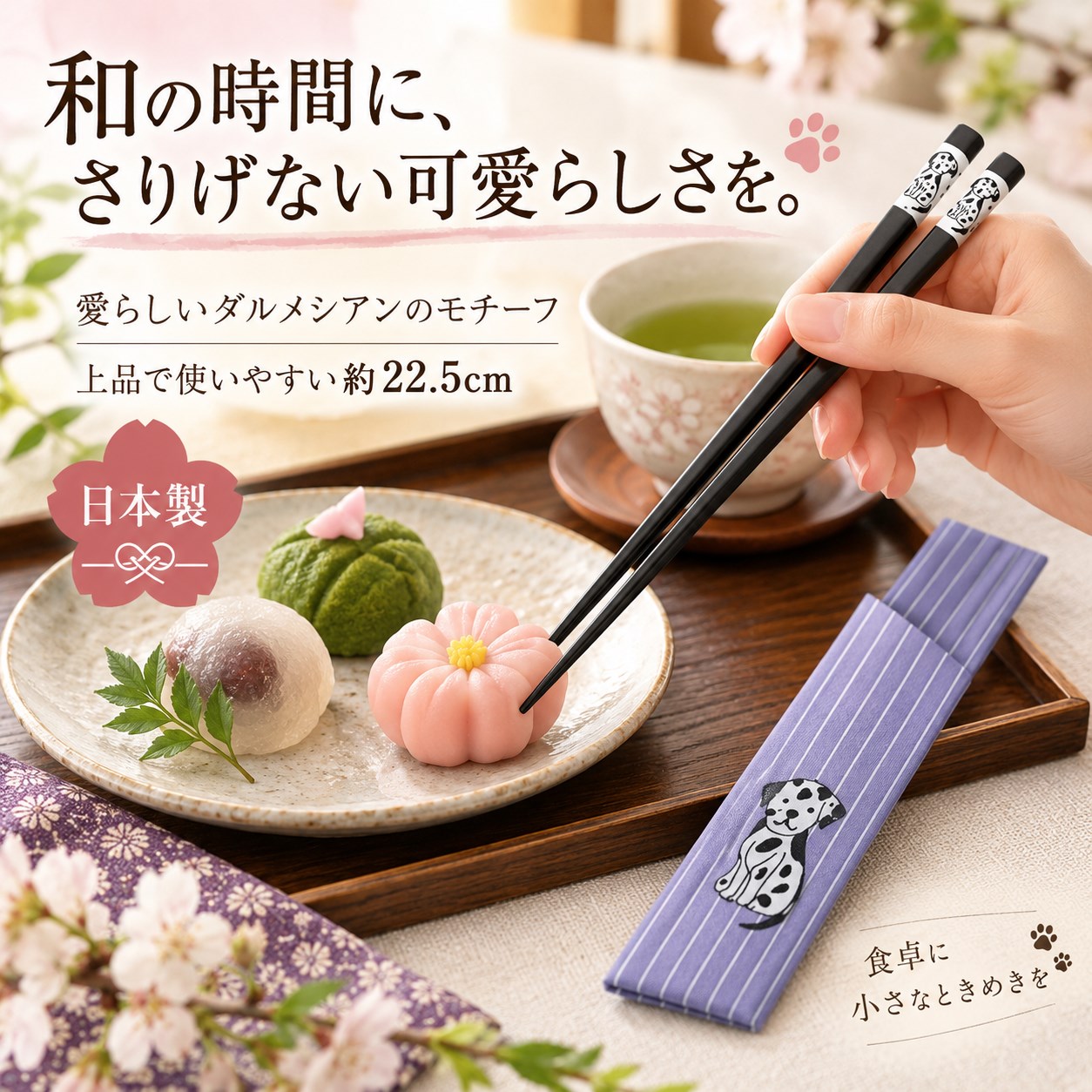 【HIYASU日安工坊】日本工藝箸-大麥町犬 附袋, , large