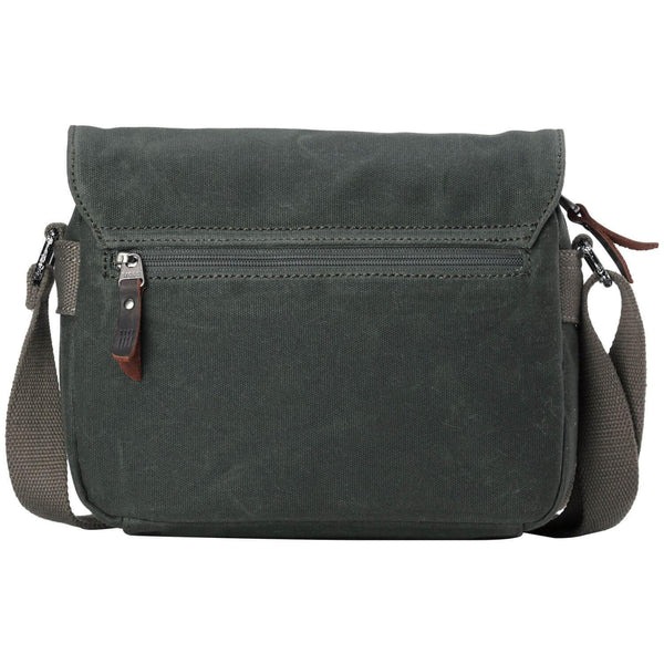 Troop London-HERITAGE 帆布皮革斜背包-小TRP0440, 深綠, large