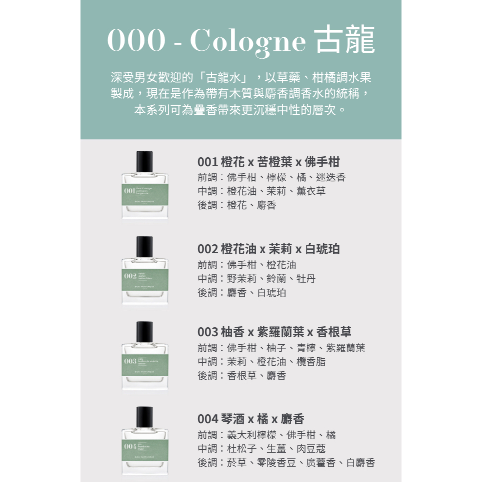 法國Bon Parfumeur｜中性淡香精30ml #002 - 橙花油 x 茉莉 x 白琥珀, , large