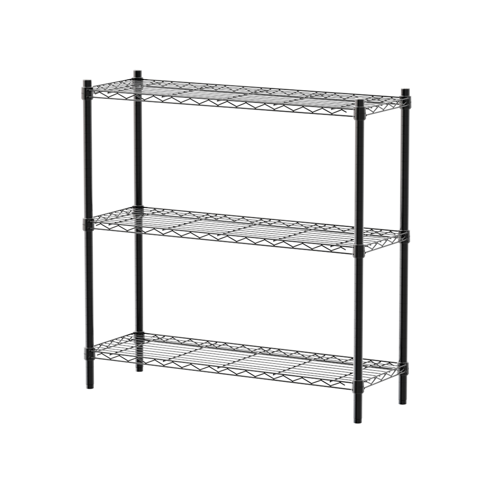 【Y HOUSE】90x30x90cm Lightweight Three-Layer Iron Rack Iron Rack - Painted Black, , large