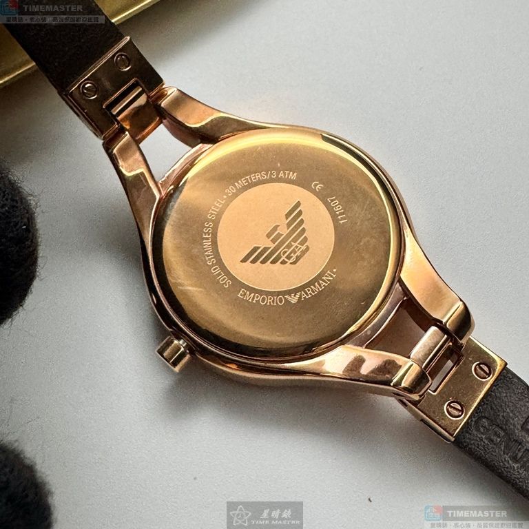 [星晴錶業]ARMANI手錶,34mm,AR00086貝母錶面玫瑰金錶殼咖啡色真皮皮革錶帶款, , large
