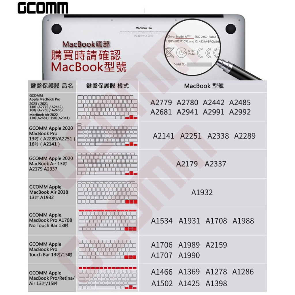 GCOMM Apple 2020 MacBook Air 13吋 A2179 A2337 鍵盤保護膜 透明, , large