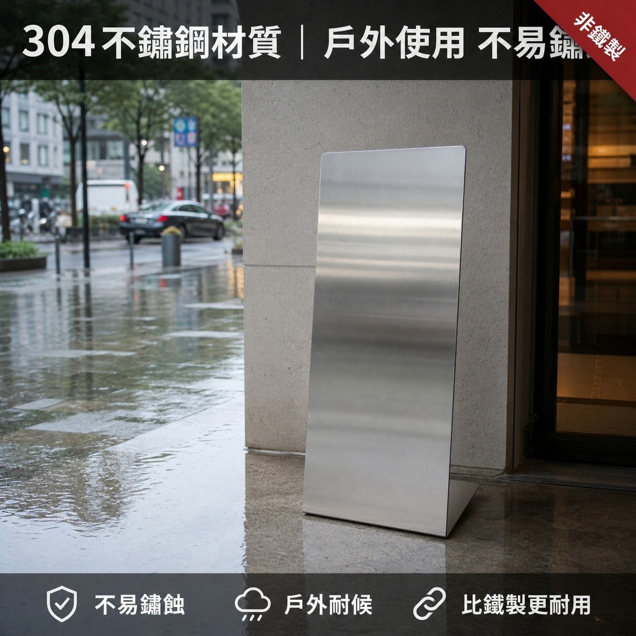 【 SHAONIANNA.TW 】304不鏽鋼立牌架 戶外適用 不鏽鋼立式立牌架 防水防鏽, , large