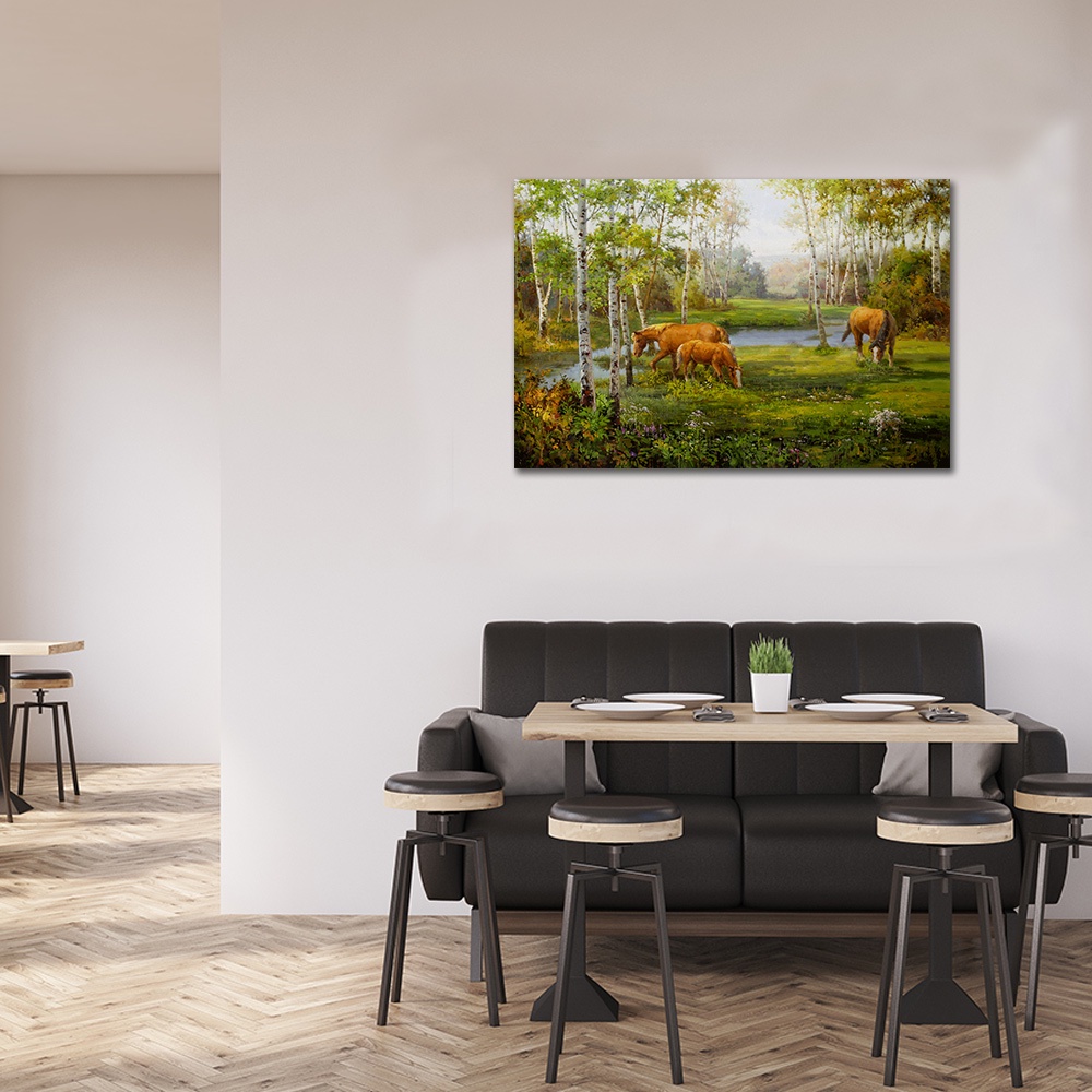 【御畫房】湖畔風光 國家一級畫師手繪油畫60&times;90cm(VF-15), , large