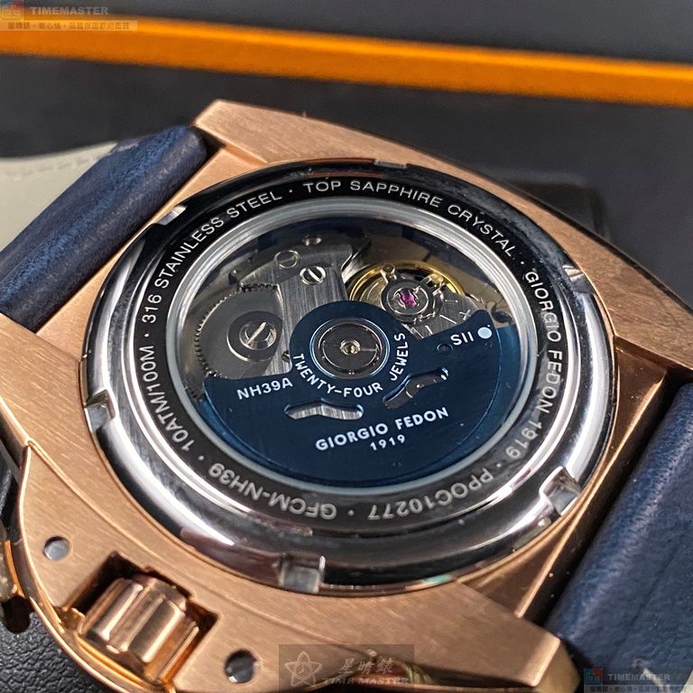 [星晴錶業]GiorgioFedon1919手錶,42mm,GF00003寶藍色錶面玫瑰金錶殼寶藍真皮皮革錶帶款, , large