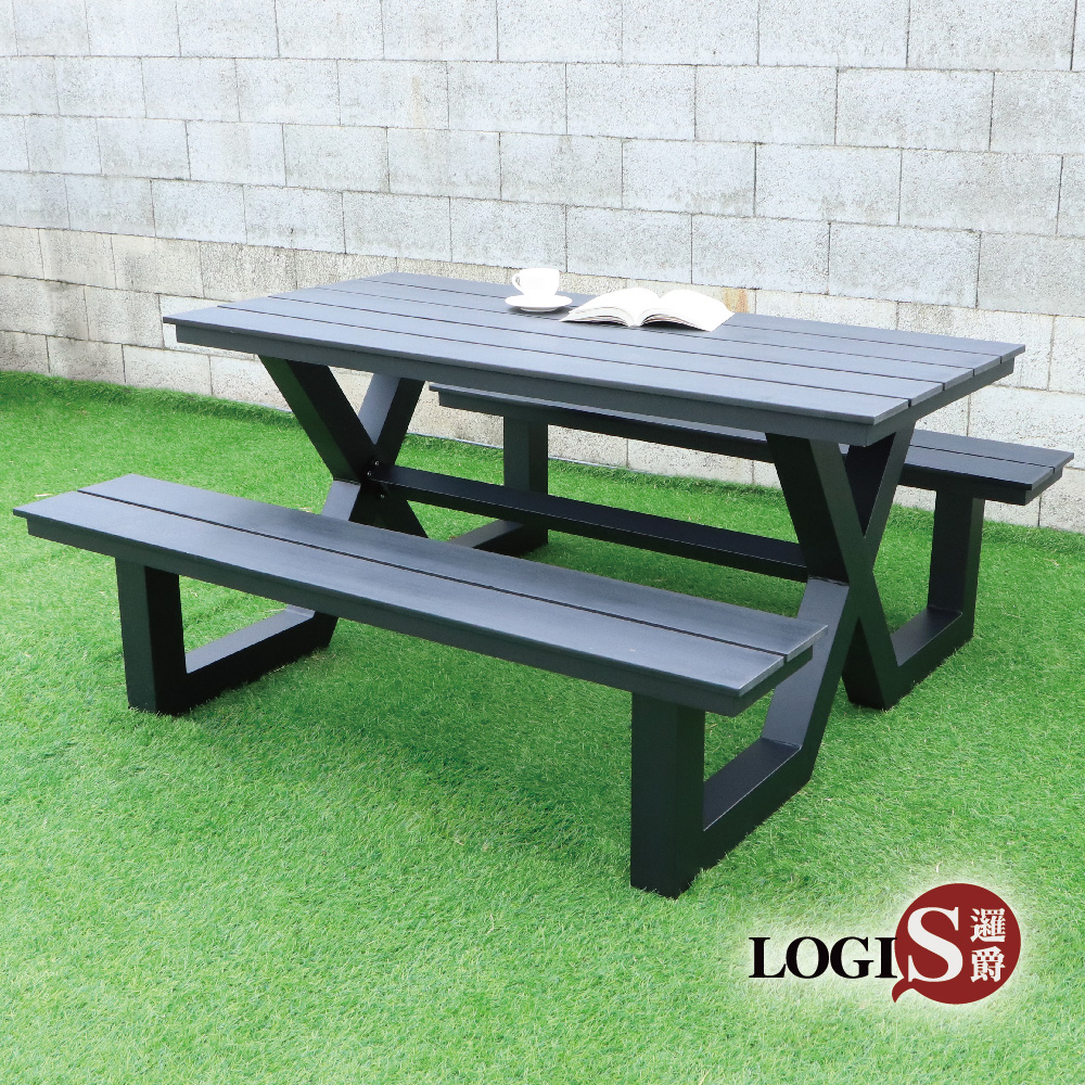 (LOGIS) 防水庭園桌椅 啤酒桌 戶外桌椅 烤肉桌 BBQ 露營桌 【CC180-BK】, , large
