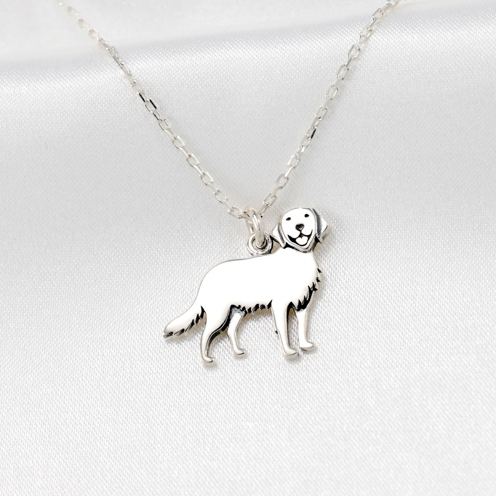 【Angel & Me】黃金獵犬 小狗 s925 純銀項鍊 寵物紀念 聖誕禮物, , large