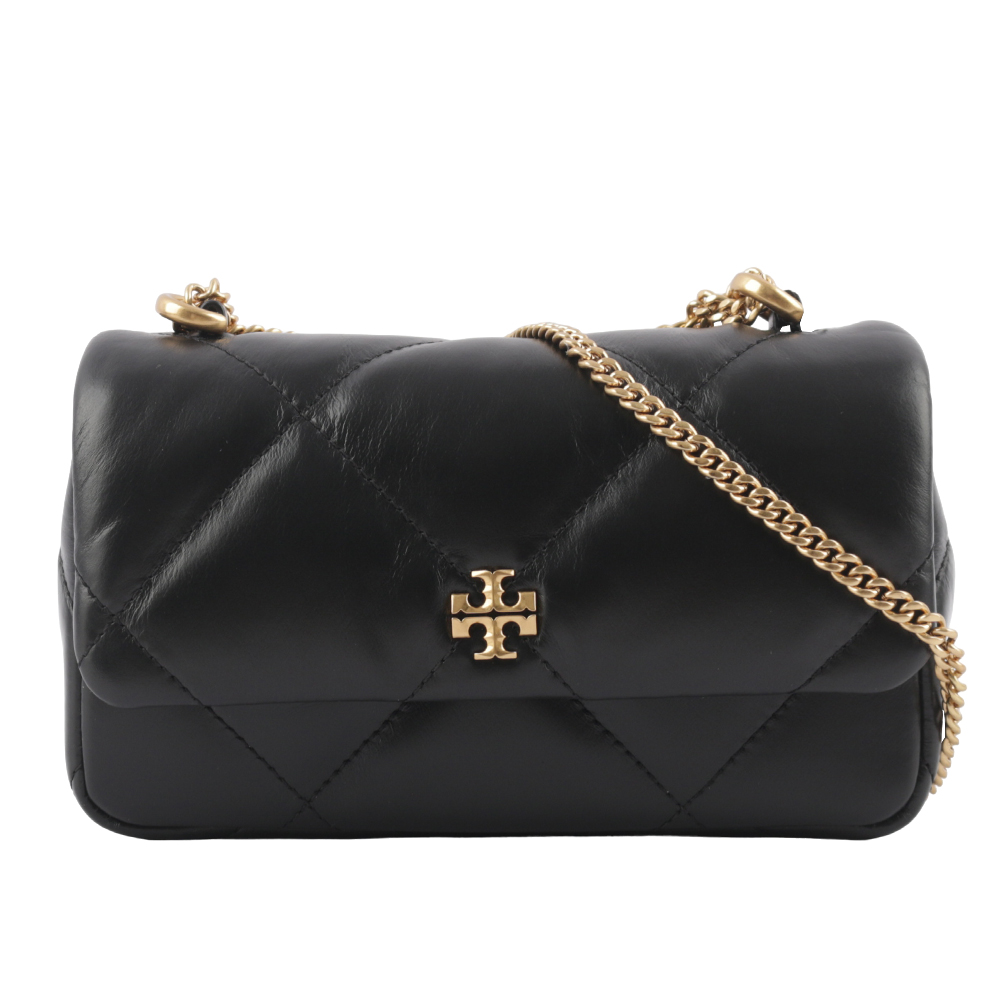 Tory Burch Kira 納帕皮革鑽石格紋縫線迷你二用包/黑色, , large