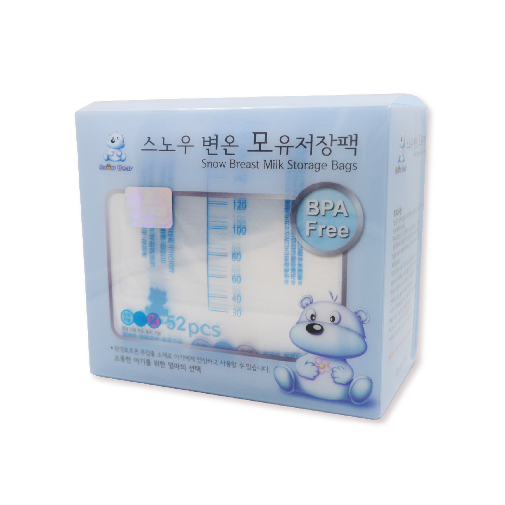 【韓國 Snowbear】雪花熊母乳冷凍袋200ML 52枚 (母乳儲存袋 母乳冷凍袋 母乳保存), , large