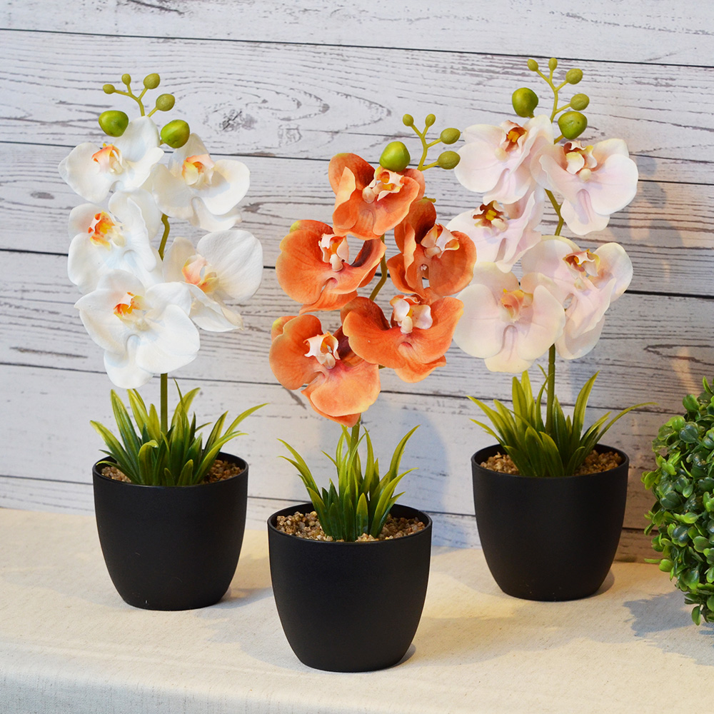 ARTIFICIAL PLANT W/BLACK POT-WHITE, , large