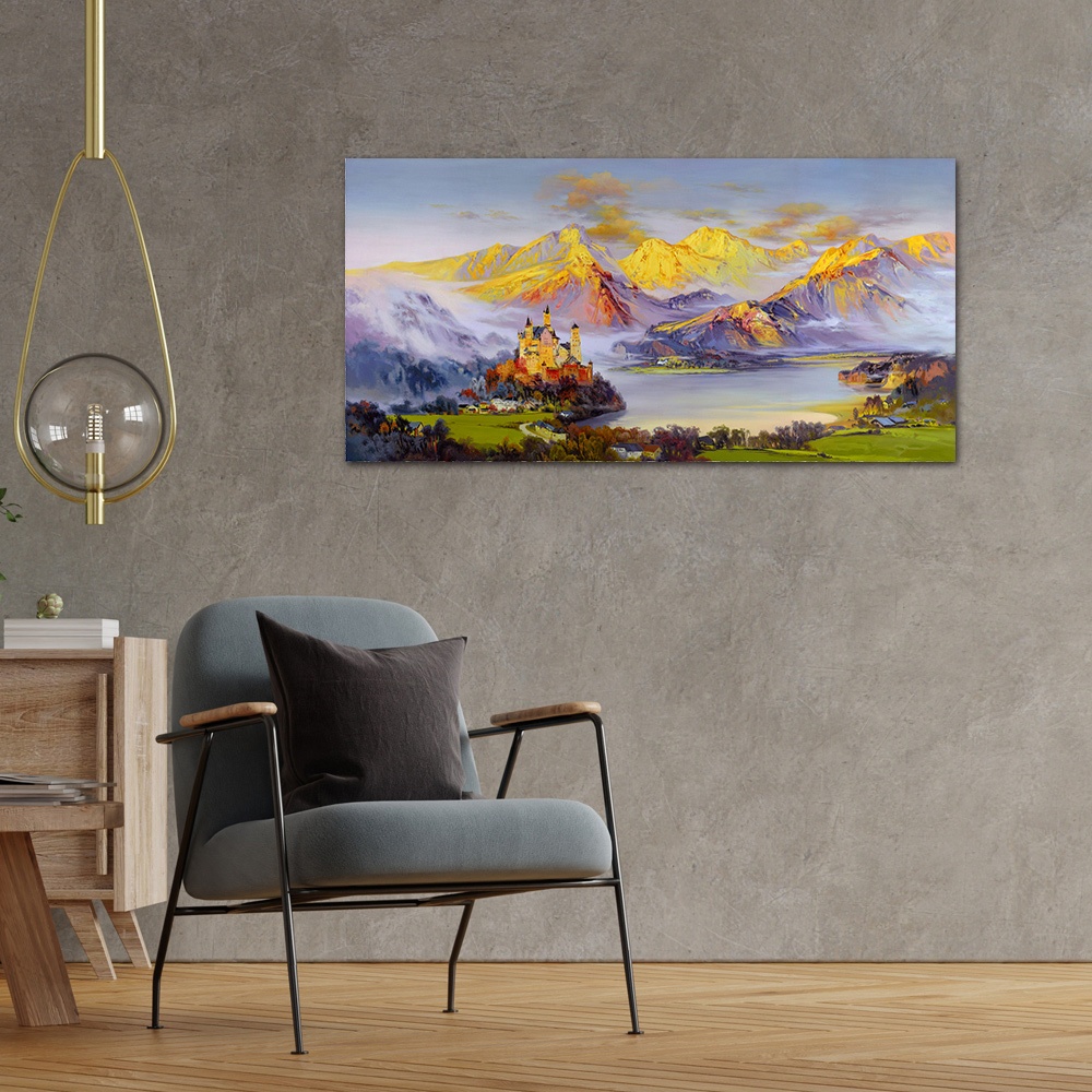 【御畫房】金山城堡 國家一級畫師手繪油畫60&times;120cm(VF-122), , large