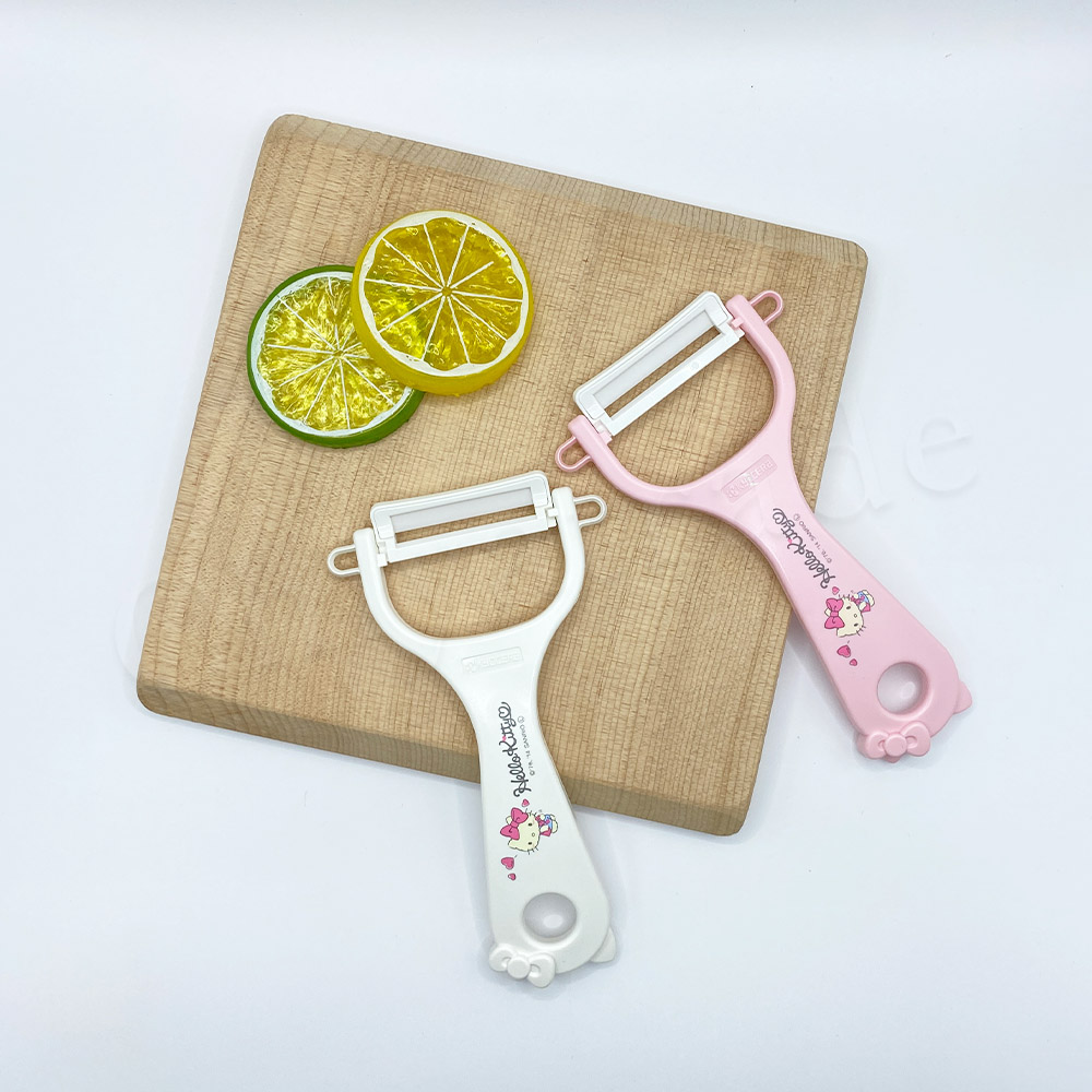 【KYOCERA京瓷】日本製 京瓷抗菌 凱蒂貓Kitty 陶瓷削皮器去皮器(日本境內版)-任選色, 純白, large