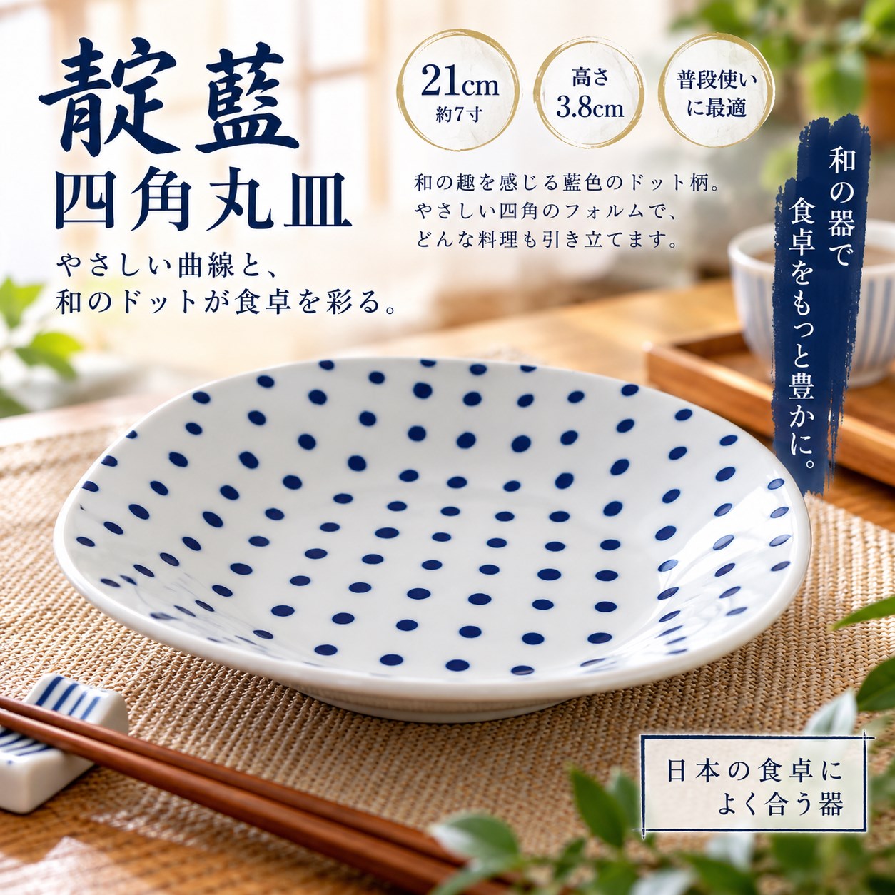 【HIYASU日安工坊】靛藍7吋四角圓皿*^(7), , large