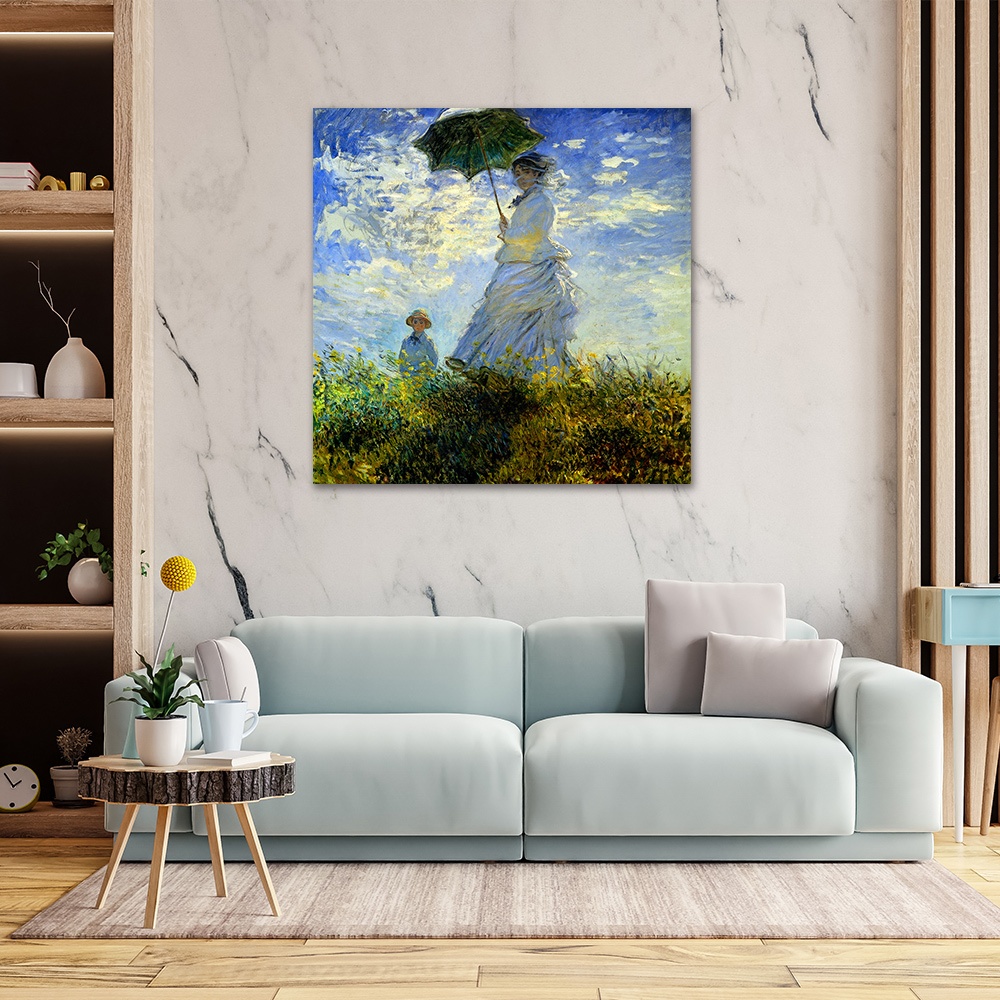 【御畫房】撐着陽傘的女人 國家一級畫師手繪油畫80&times;80cm(VF-172), , large