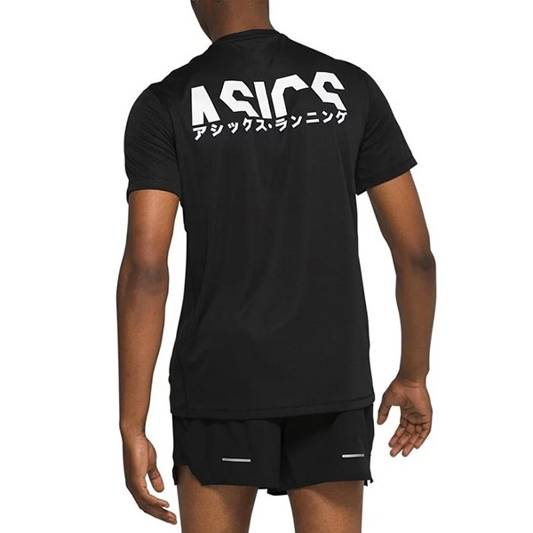 Asics T-Shirts 男女 大童 短袖 T恤 運動 跑步 吸濕排汗 輕量 海外版 黑 [2011A813-001, , large