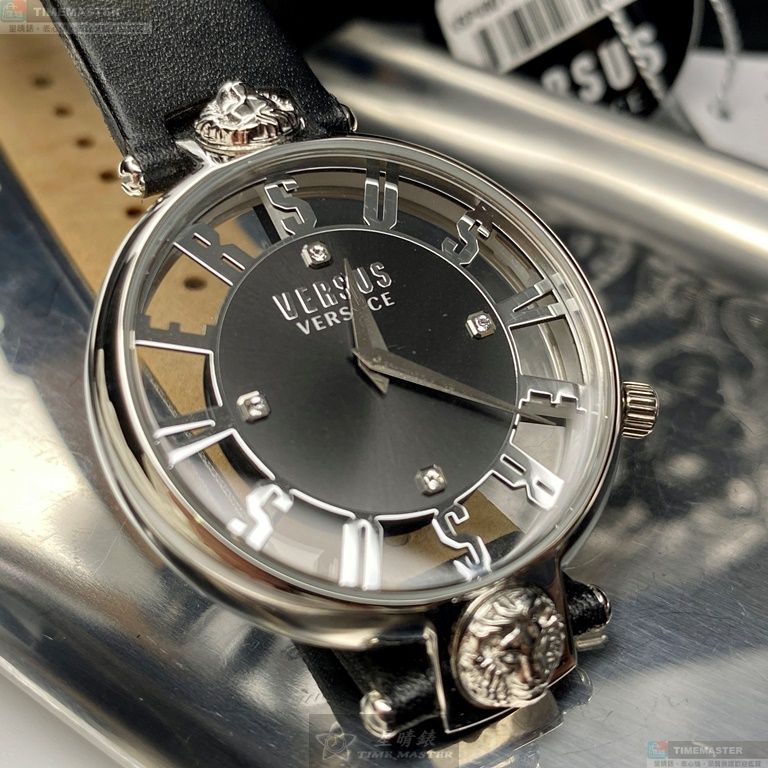 [星晴錶業]VERSUS VERSACE手錶,36mm,VV00089銀色錶面銀錶殼深黑色真皮皮革錶帶款, , large