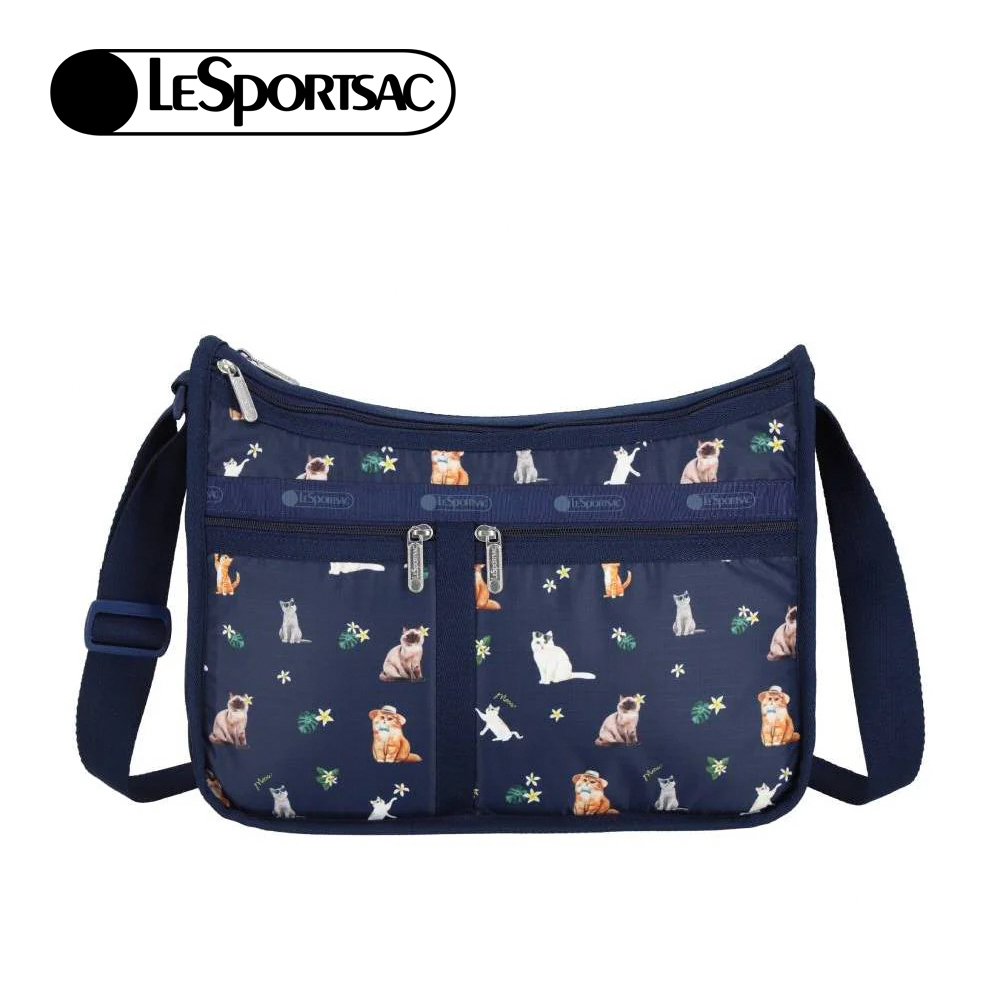 Lesportsac Deluxe Everyday Bag 經典斜背包 側背包 通勤旅行包 女包 男包(熱帶度假貓咪), , large