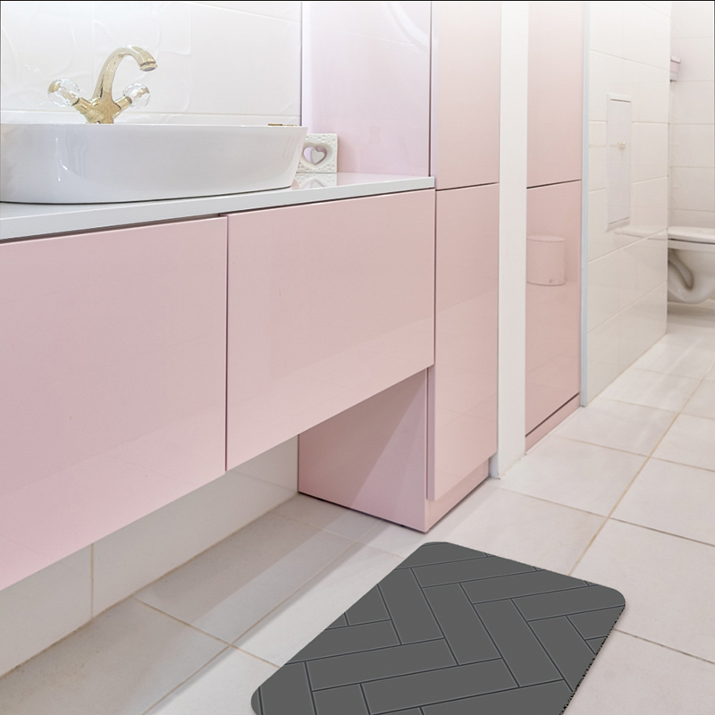 【Monster】 Soft Diatomaceous Earth Absorbent Mat &ndash; Slate Pattern Series (60x40cm) &ndash; Mineral Gray, , large