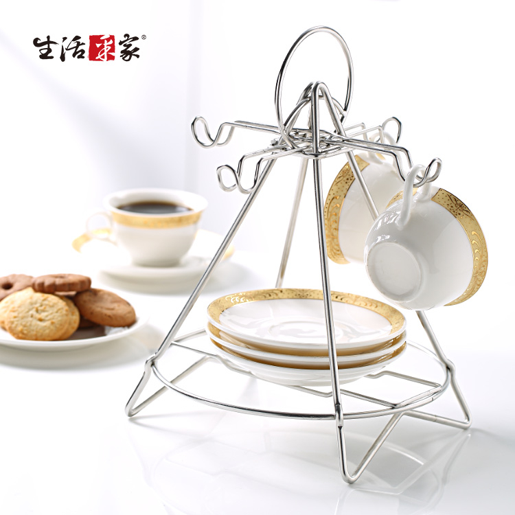 SHCJ 四人份咖啡杯架 台灣製SUS304 咖啡杯 馬克杯 杯盤架 吊掛收納, , large
