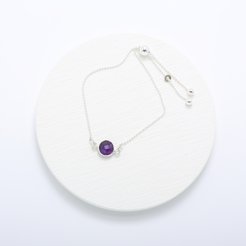 【Angel & Me】Round Amethyst crystal pink simple bracelet mother's birthday Day, , large