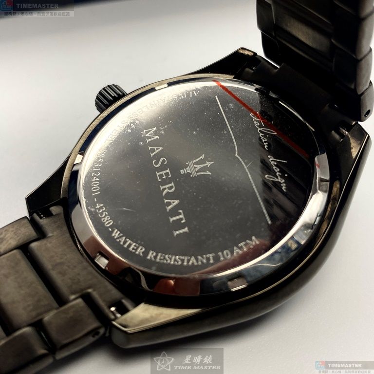 [星晴錶業]MASERATI手錶,46mm,R8853124001黑色錶面黑錶殼深黑色精鋼錶帶款, , large