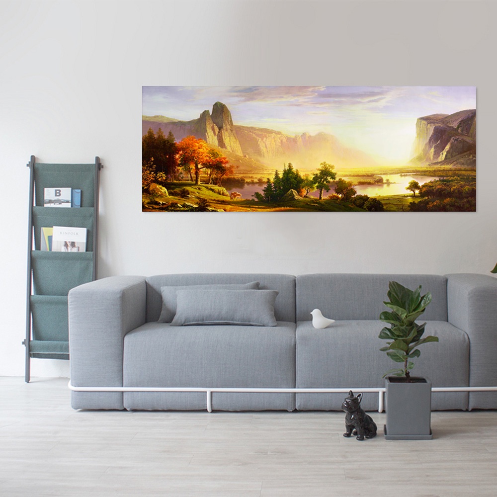 【御畫房】湖邊美景 國家一級畫師手繪油畫60&times;120cm(VF-54), , large