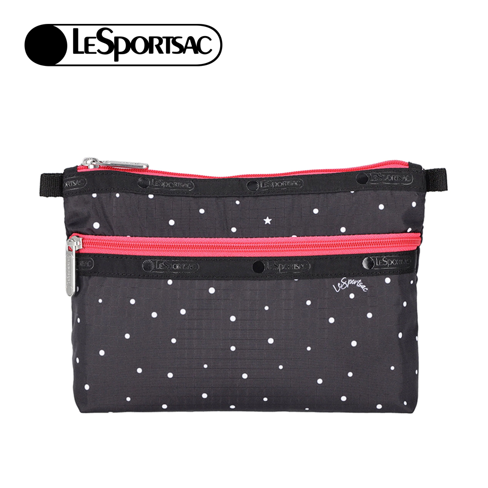 Lesportsac Cosmetic Clutch 雙層拉鍊化妝包 收納袋 盥洗包 女包(俏皮圓點), , large