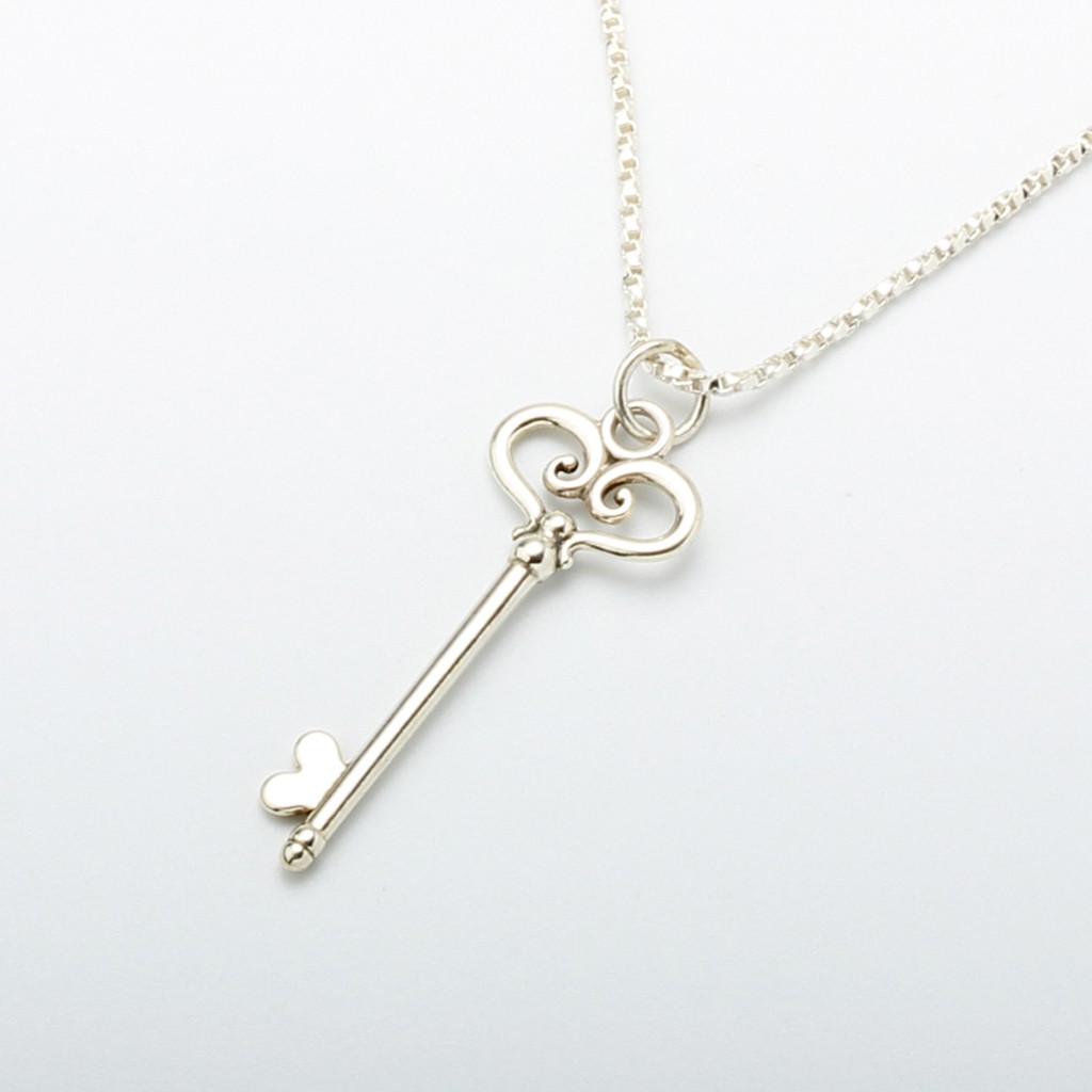 【Angel & Me】Heart key s925 sterling silver necklace Valentine Day gift, , large