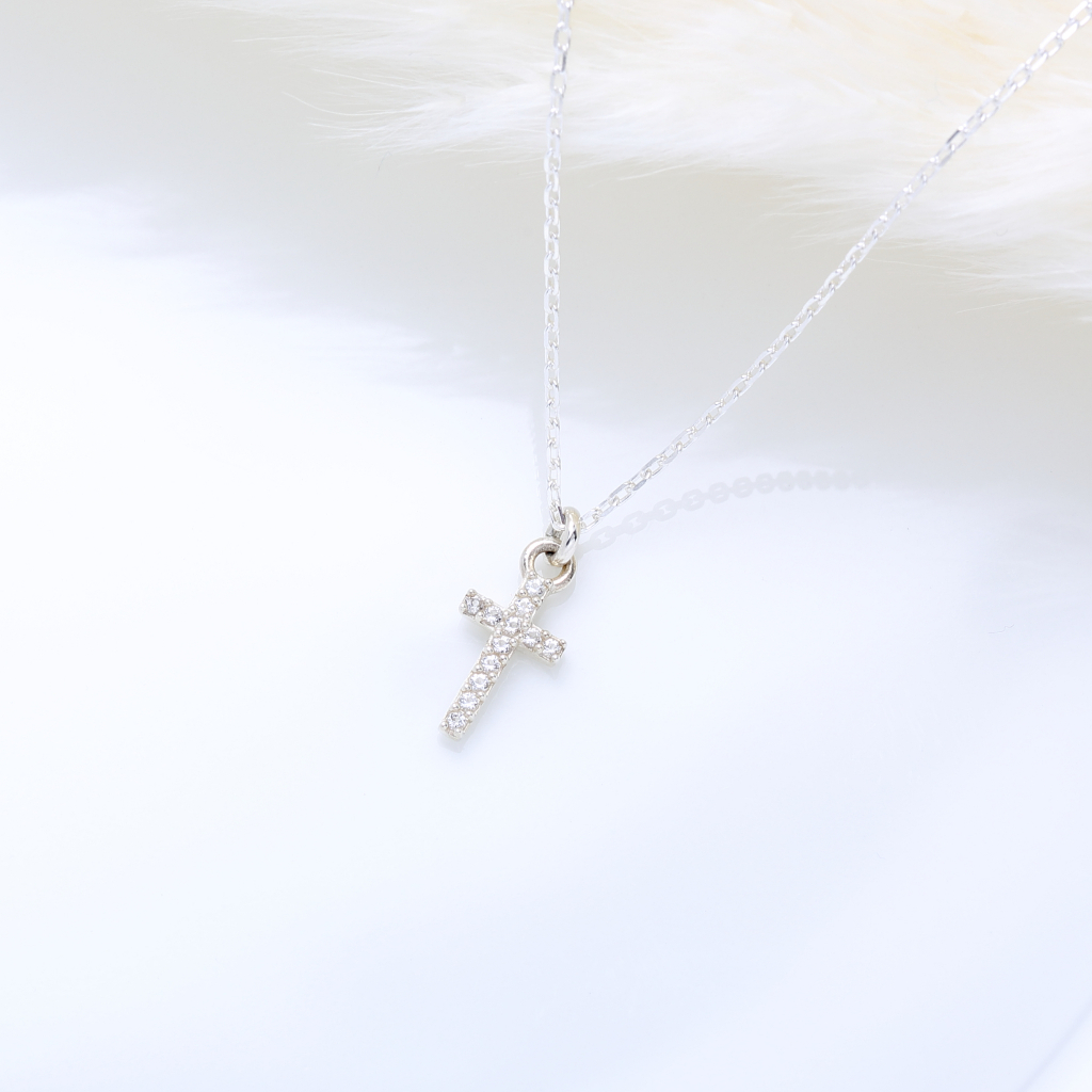 【Angel & Me】5A CZ Cross s925 sterling silver necklace Faith God Jesus gift, , large