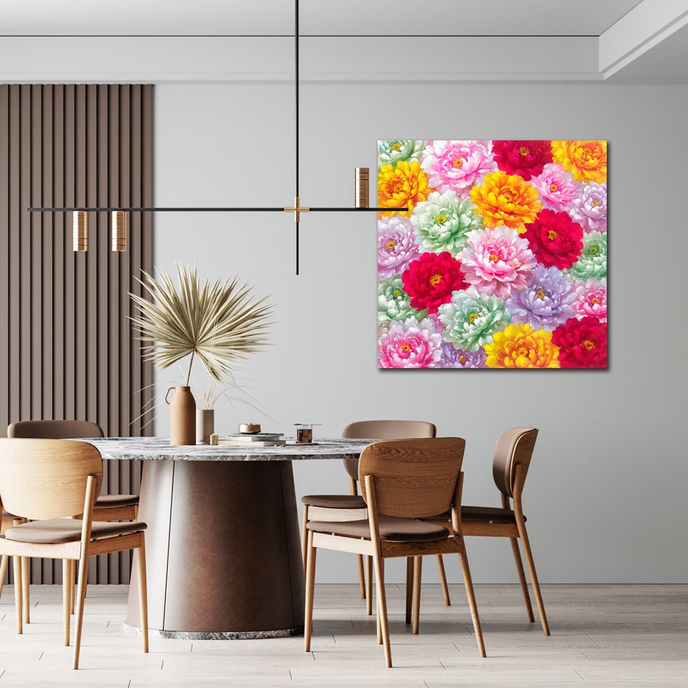 【御畫房】五行牡丹 國家一級畫師手繪油畫80&times;80cm(VF-168), , large