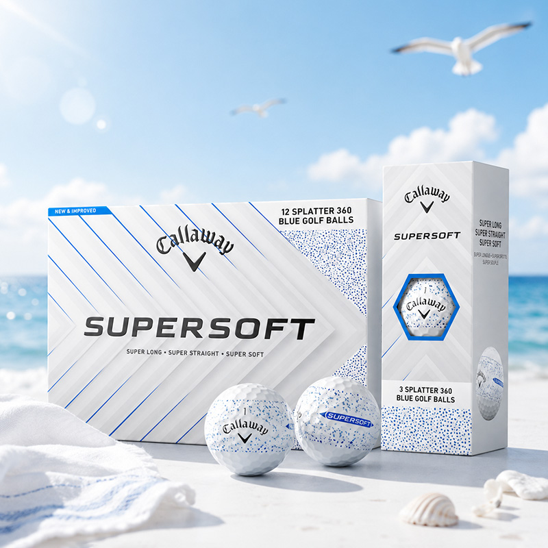 Callaway 高爾夫球 Supersoft Splatter  12入/盒 360度環彩 藍色, , large