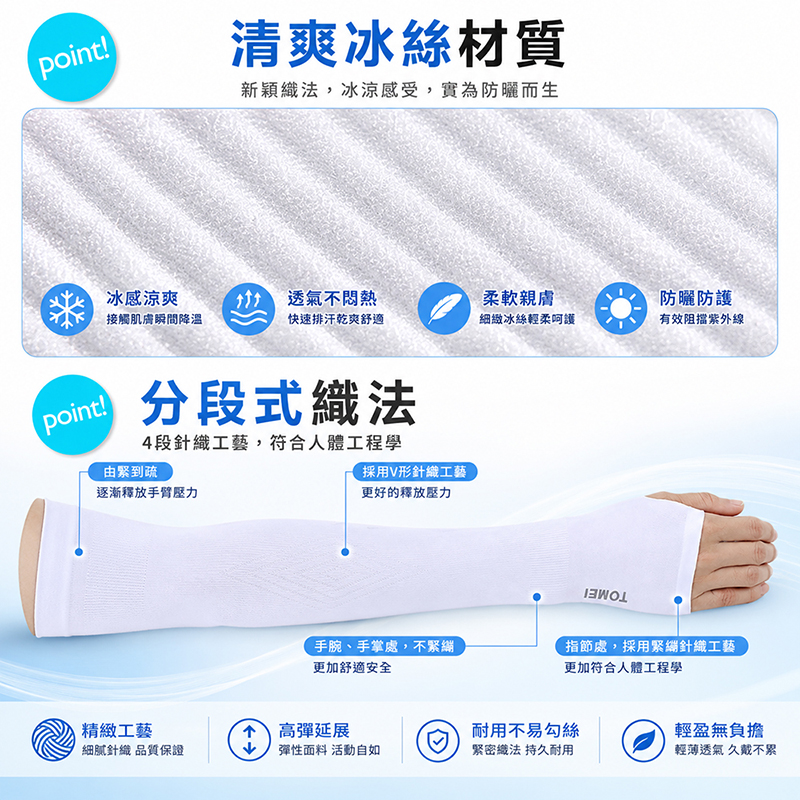 [翊承國際]【免運 + 贈品】SGS認證 超涼感抗UV彈力防曬袖套, , large