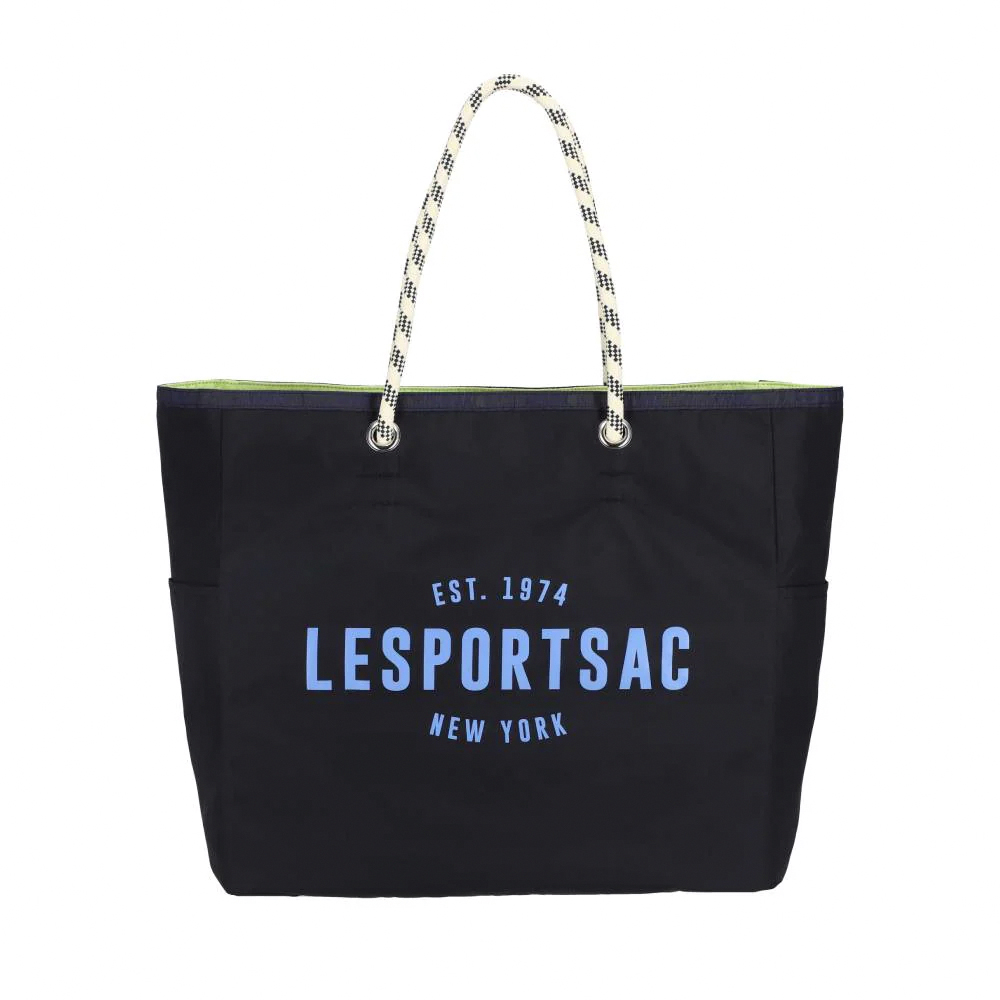 Lesportsac 大型雙面托特包 手提包 購物袋 送禮 禮物 女包 男包(深藍x青檸綠)L261-1113P-FB16, , large