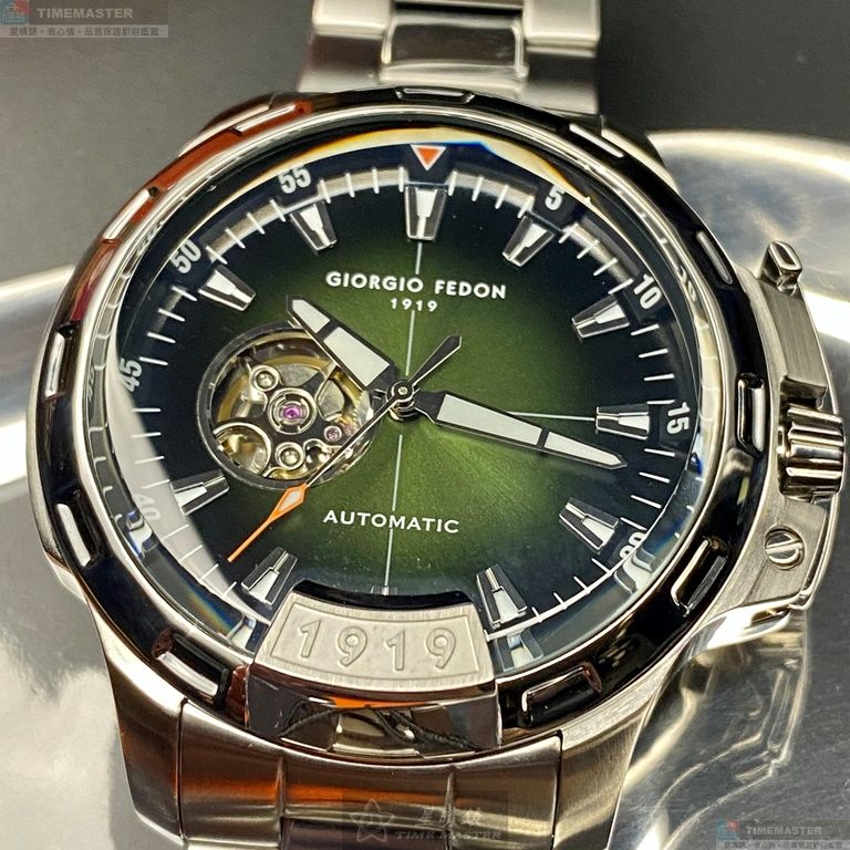 [星晴錶業]GiorgioFedon1919手錶,46mm,GF00059墨綠色錶面銀錶殼銀色精鋼錶帶款, , large