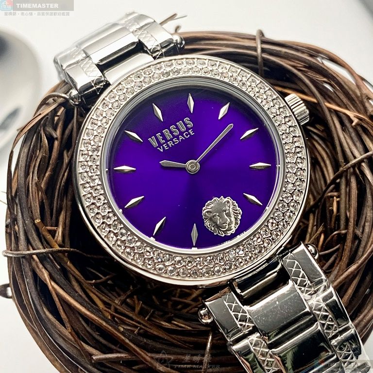 [星晴錶業]VERSUS VERSACE手錶,36mm,VV00366紫藍錶面銀錶殼銀色精鋼錶帶款, , large