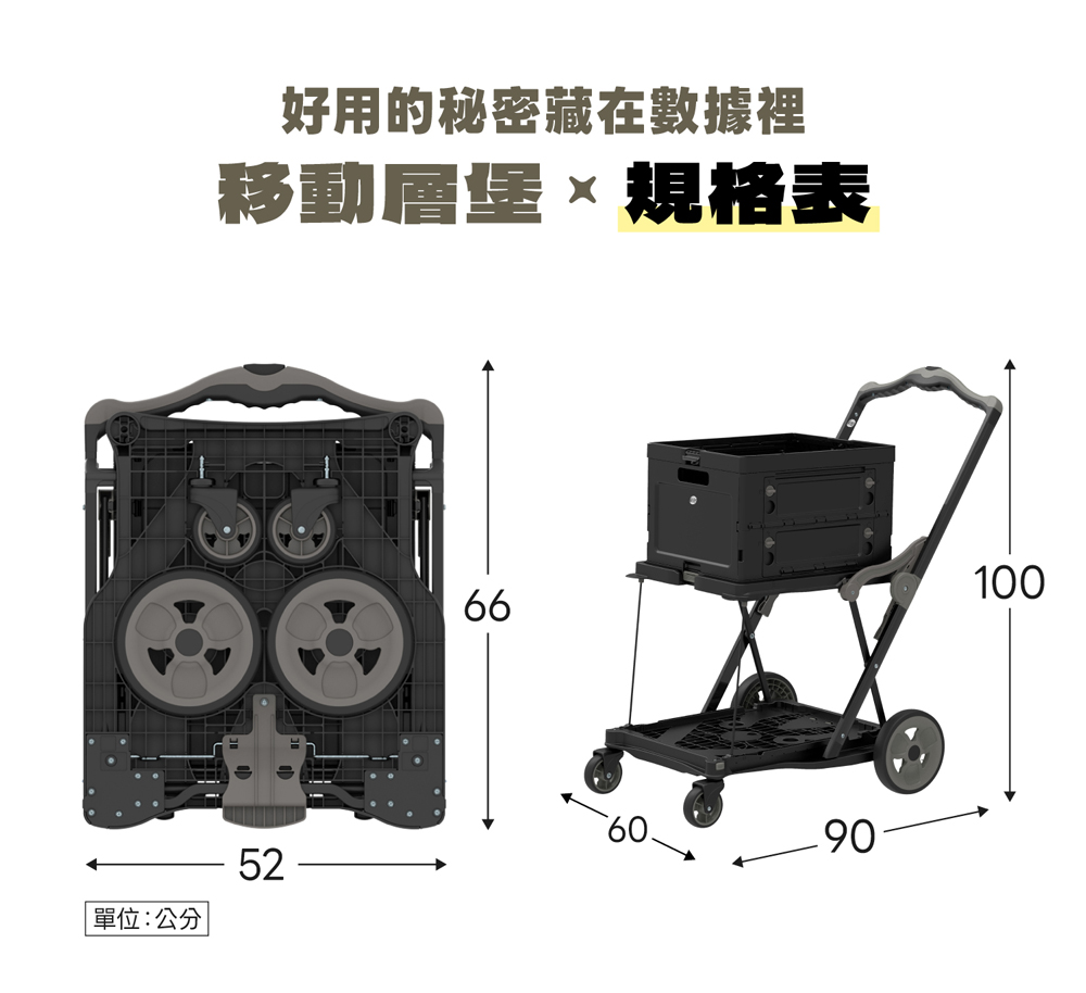 【PACKMAN】移動層堡 多功能推車 收納推車 手拉車 大容量收納箱 (一車一箱), , large